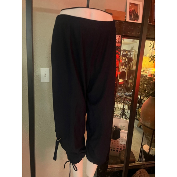 NWT women’s navy capri pants drawstring ankle baggy pants by Moses Crystal - Picture 4 of 13